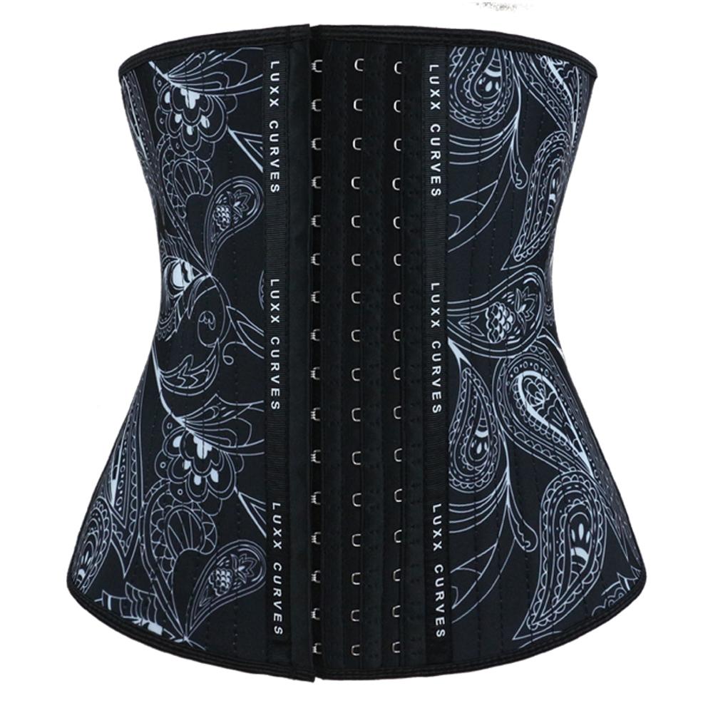 Medium Torso Waist Trainer 11.5″ - Patterns Traditional Waist Trainer LuxxHealth Black Paisley 3XS 